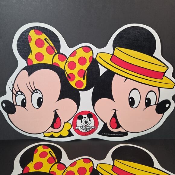 Vintage Walt Disney Mickey Mouse Club Minnie Vinyl Placemats Set of 2 Washable - Picture 3 of 12